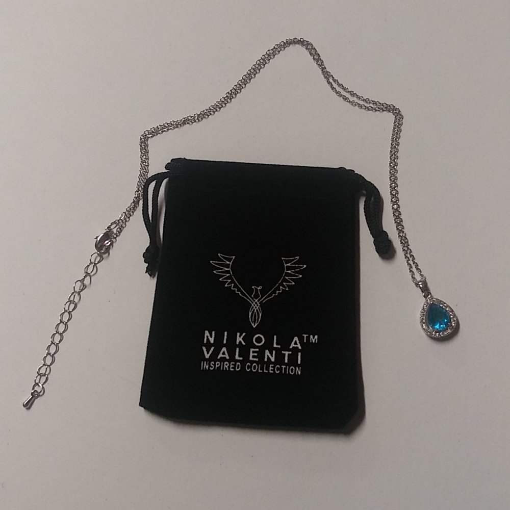 Nikola Valenti white gold plated Austrian blue gem - Picture 12 of 15